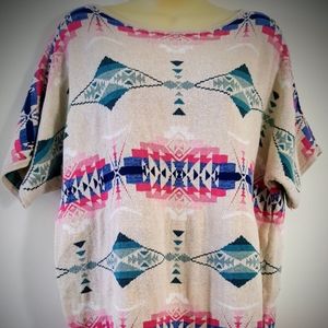 Chaps Ralph Lauren 2X Sweater Aztec Short Sleeve
